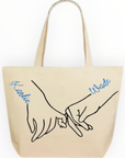 Tote bag mains entrelacées personnalisé – Sac cadeau prénoms