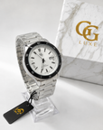Montre Homme Étanche en Acier Inoxydable – Cadran Blanc & Boîte Cadeau Incluse