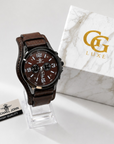 Montre Michael John Homme Marron – Cuir Véritable & Boîte Cadeau