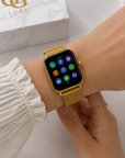 Montre Connectée Femme Dorée – Bracelet Réglable, Suivi Santé & Notifications