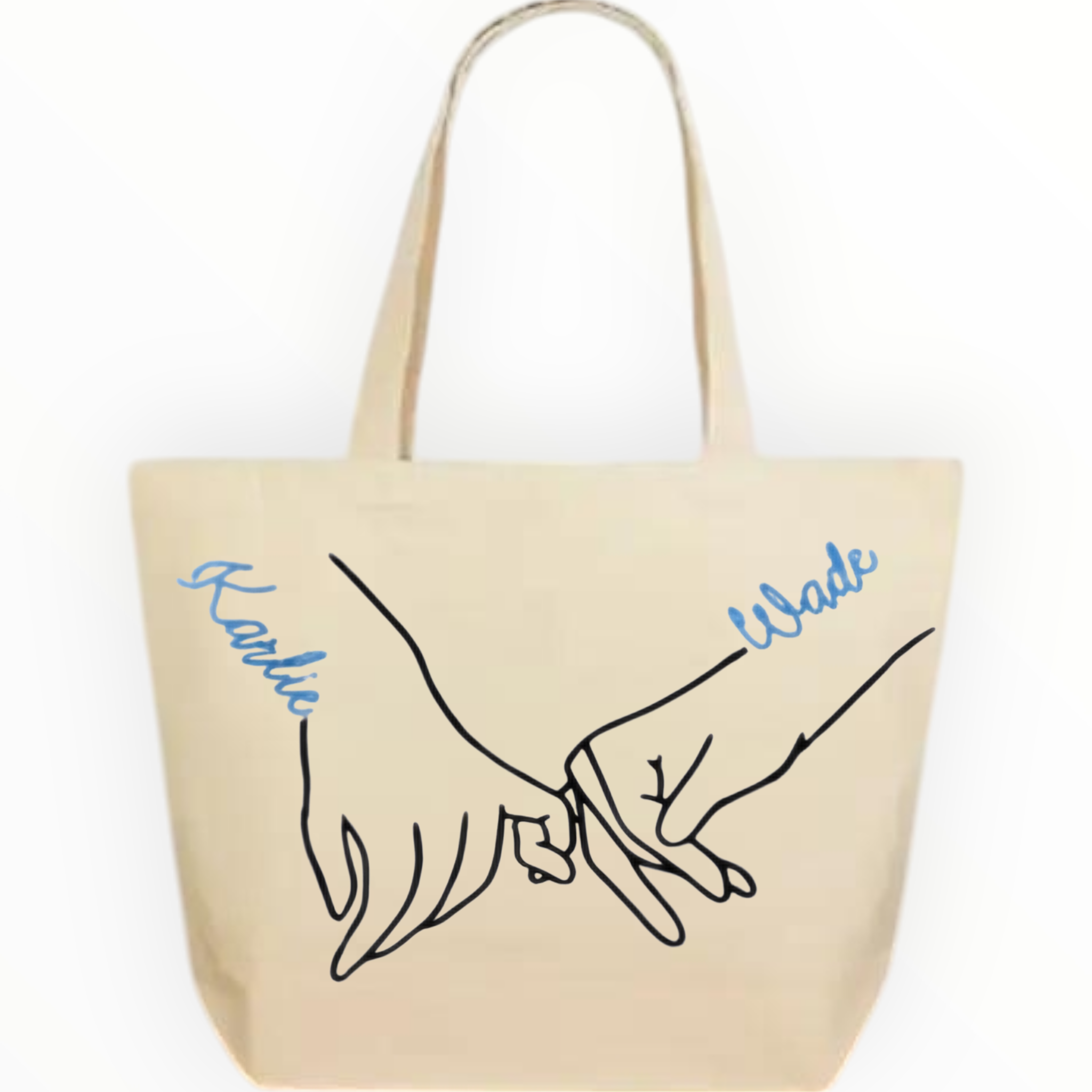 Tote bag mains entrelacées personnalisé – Sac cadeau prénoms