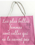 Sac rose en toile de jute naturelle personnalisé