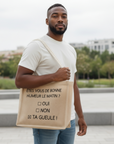 Sac en jute humoristique – “Êtes-vous de bonne humeur le matin ?”