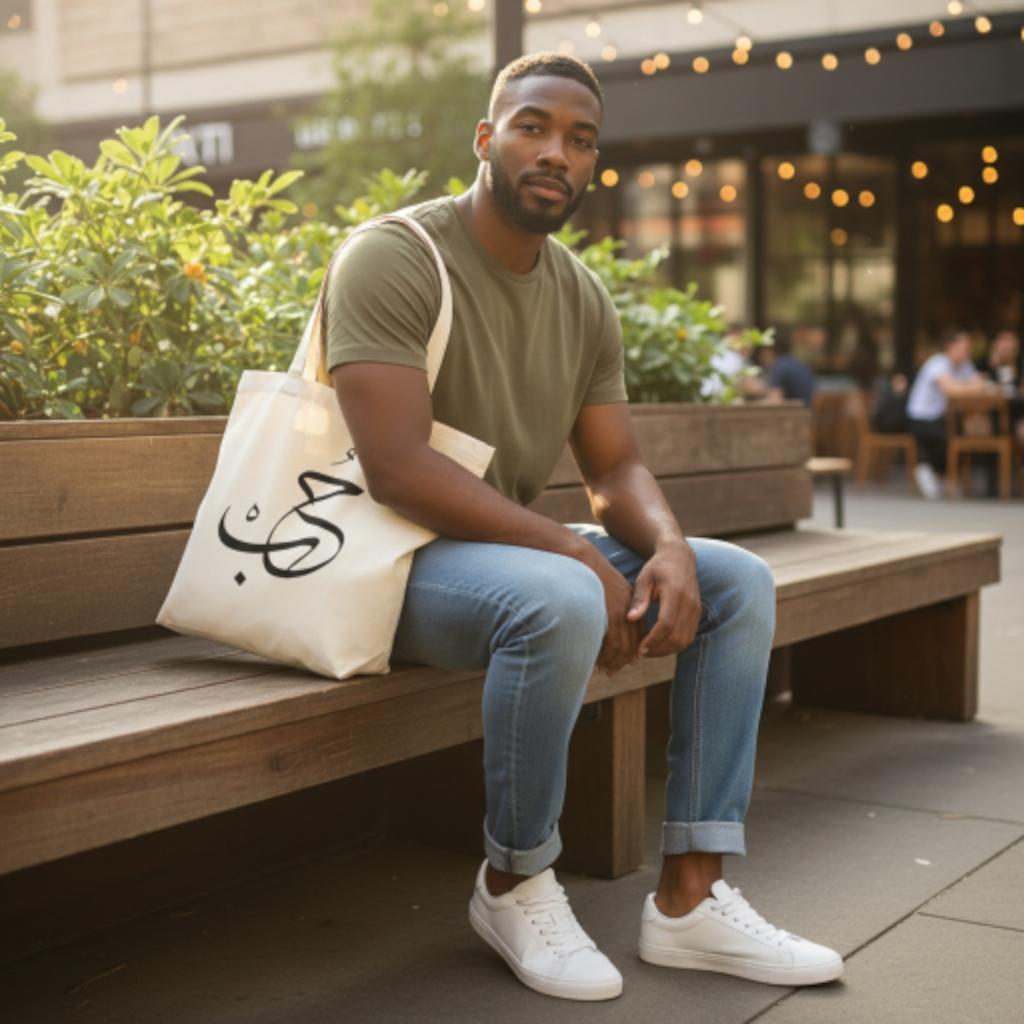 Tote bagحُبْ – Amour en arabe personnalisé | Sac cadeau couple