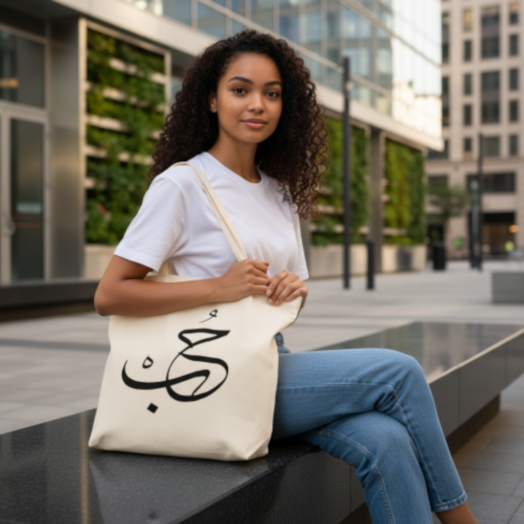 Tote bagحُبْ – Amour en arabe personnalisé | Sac cadeau couple