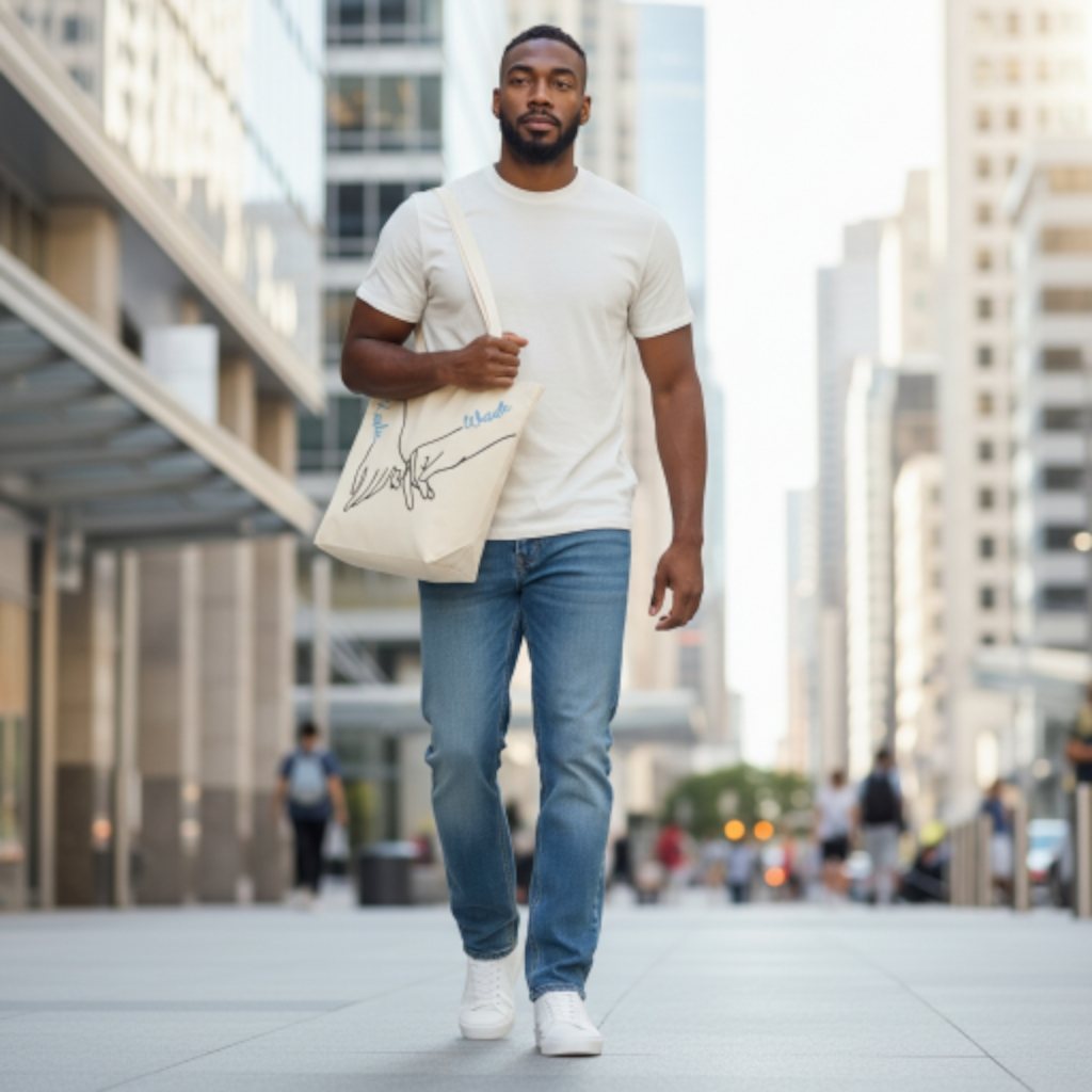Tote bag mains entrelacées personnalisé – Sac cadeau prénoms