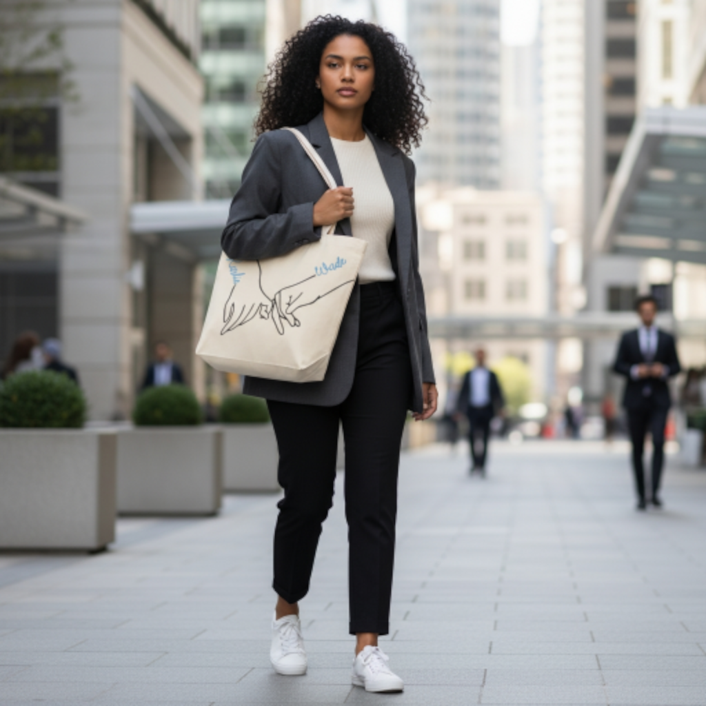 Tote bag mains entrelacées personnalisé – Sac cadeau prénoms