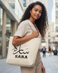 Tote bag prénom personnalisé en arabe & français – Sac cadeau unique