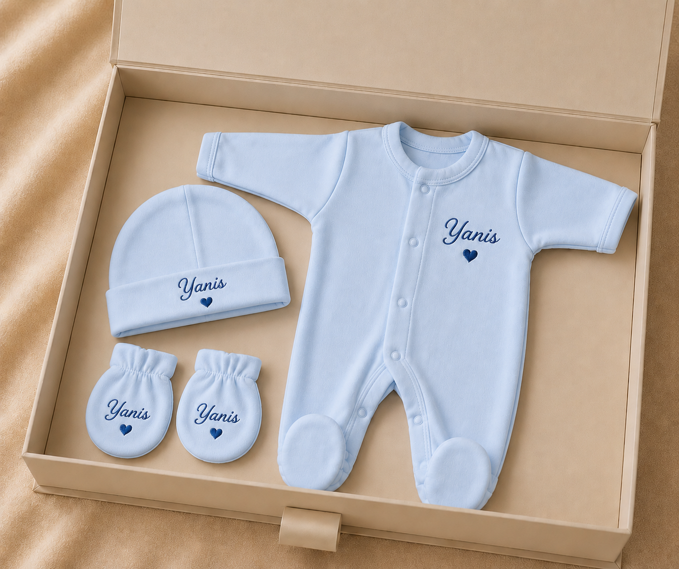 Coffret Naissance Bébé Personnalisé – Prénom &amp; Couleur au Choix