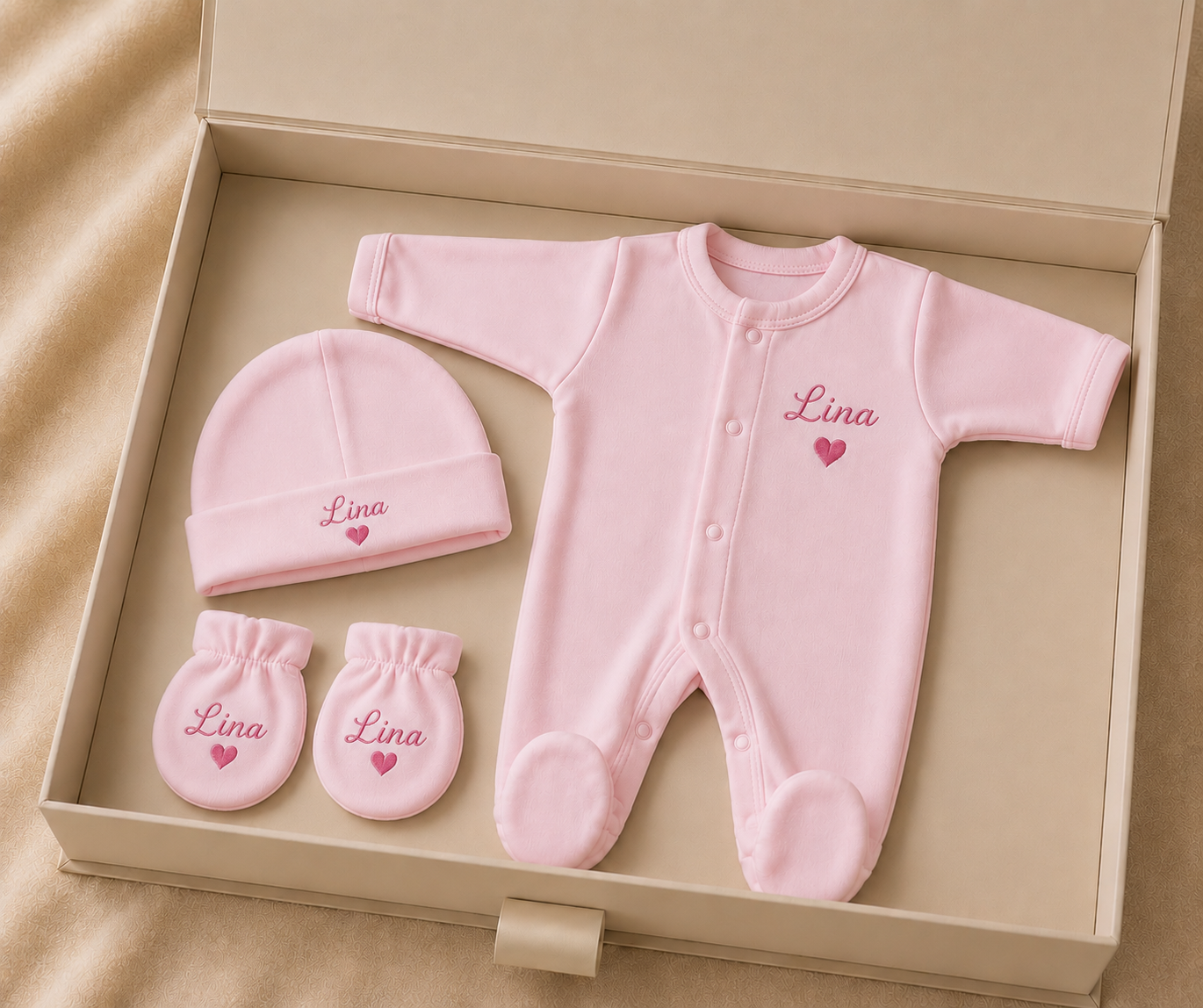 Coffret Naissance Bébé Personnalisé – Prénom &amp; Couleur au Choix