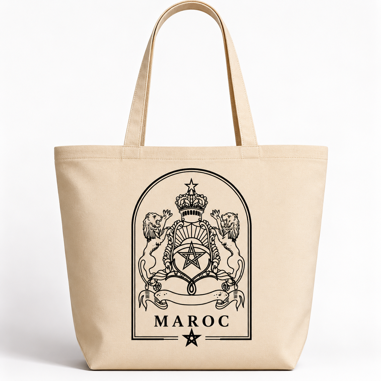 Tote Bag Maroc – Blason Royal Marocain | Sac en coton écologique élégant et intemporel