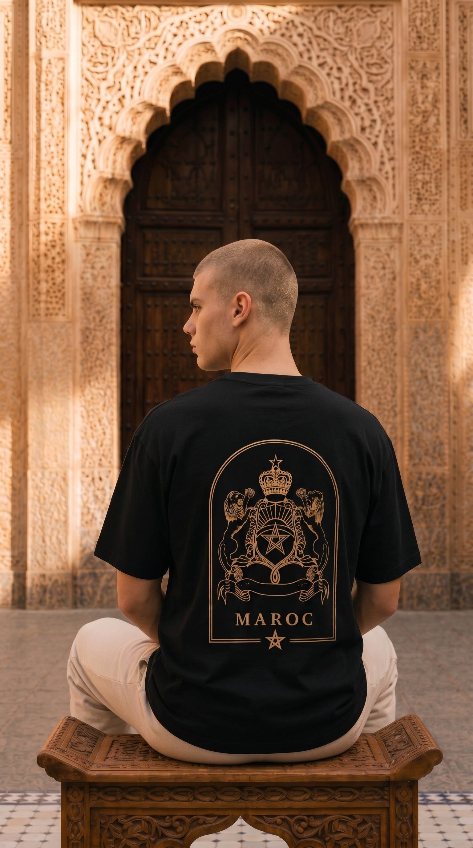 T-shirt Maroc Premium – Noir &amp; Doré 🇲🇦