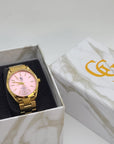 Montre étanche en acier inoxydable fond rose