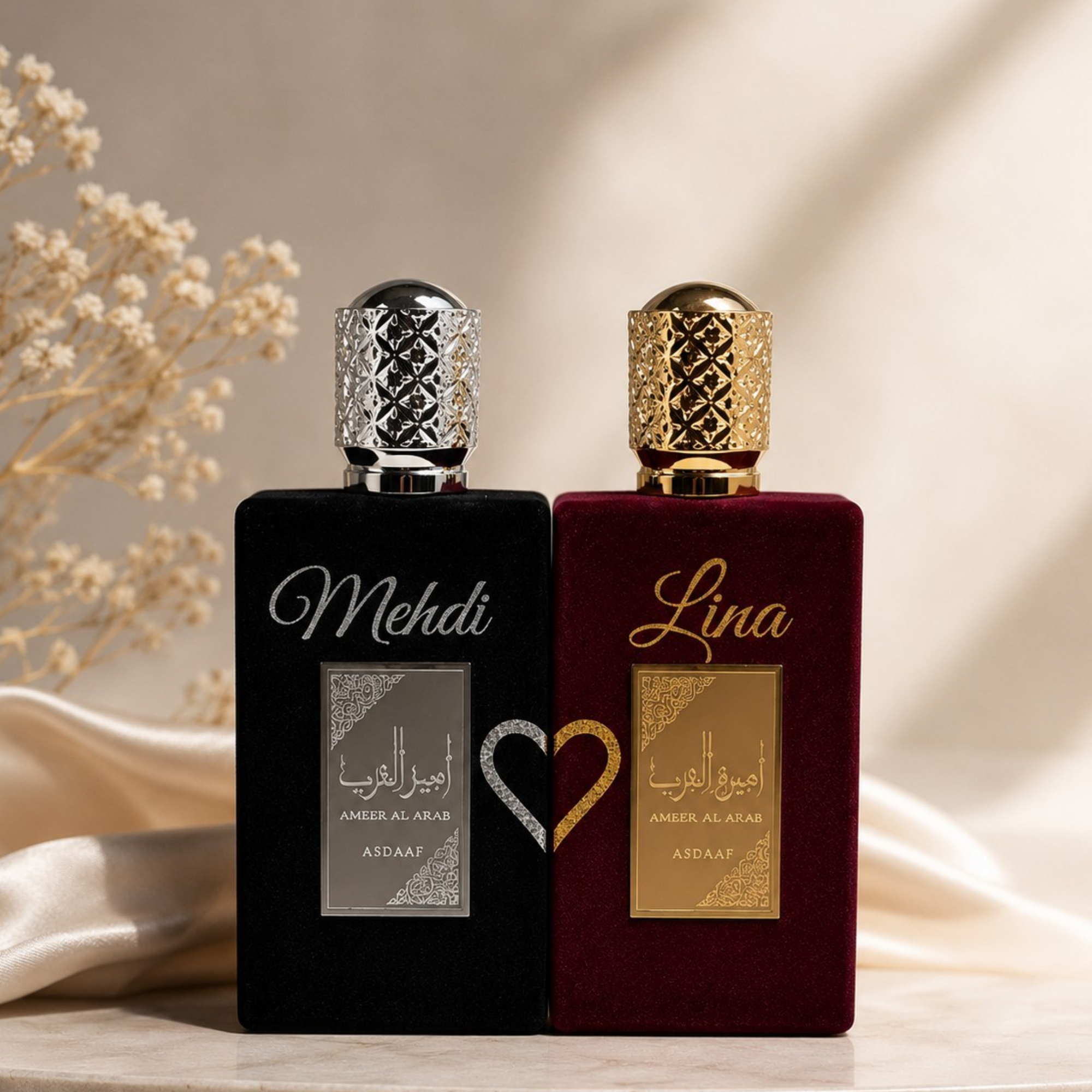 Coffret Parfum Couple Personnalisé – Lui &amp; Elle | Prénoms au choix