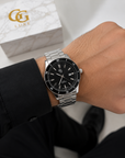 Montre Étanche Homme en Acier Inoxydable – Cadran Noir & Boîte Cadeau