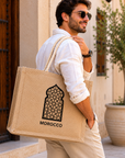 Sac cabas en jute – Motif Zellij Marocain Traditionnel