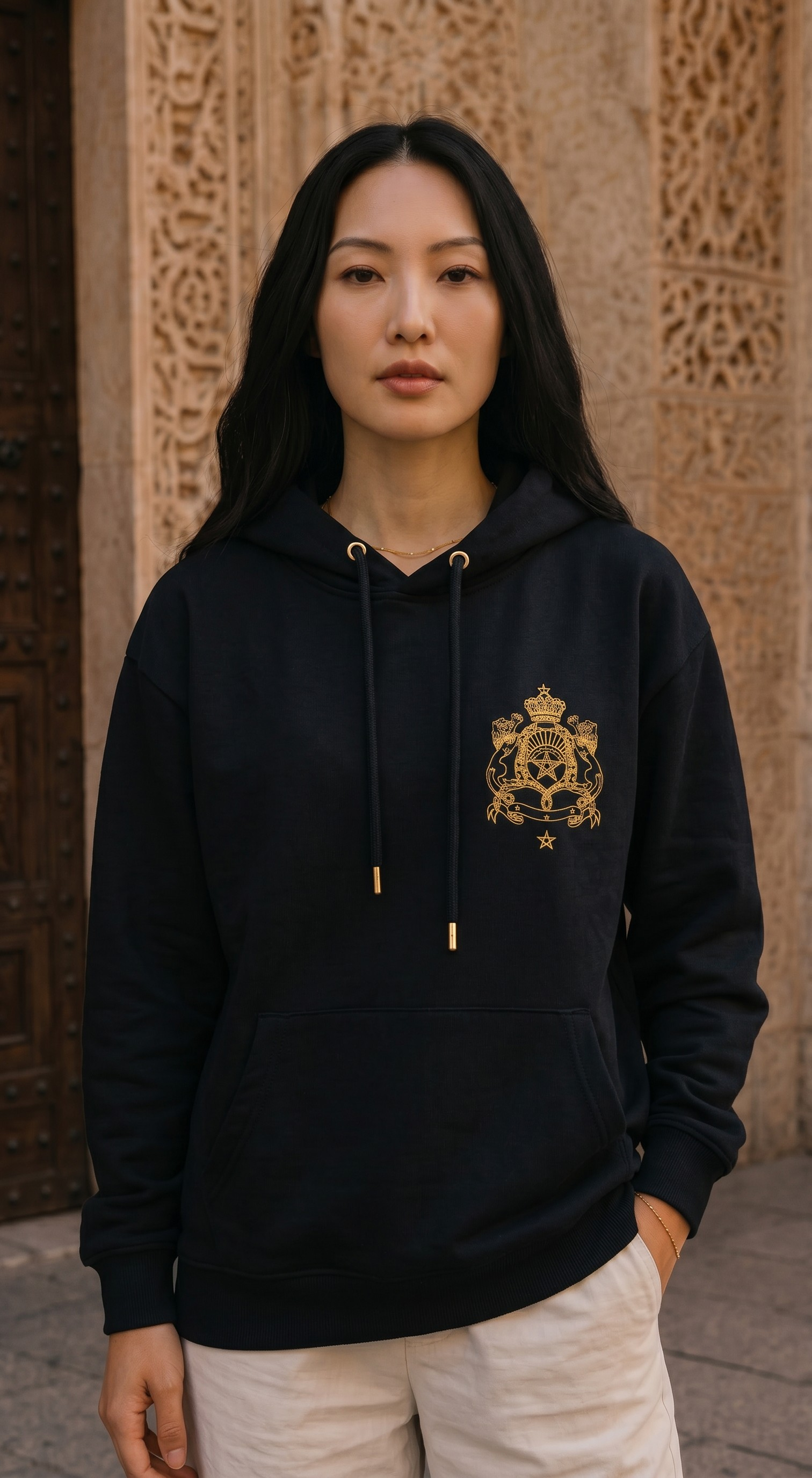 Pull à capuche Maroc Premium – Noir &amp; Doré 🇲🇦