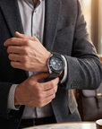 Montre Michael John Homme – Acier Inoxydable & Bracelet Cuir Noir – Boîte Cadeau Incluse