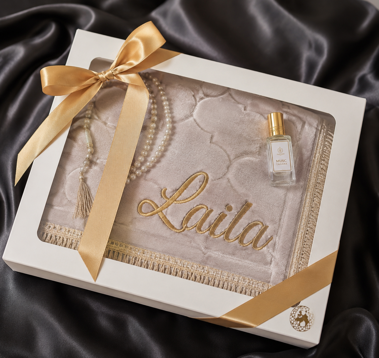 Coffret Tapis de Prière Personnalisé &amp; Musc – Cadeau Unique