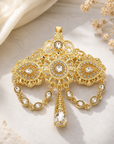 Broche Marocaine Royale Dorée – Élégance Orientale & Strass Brillants