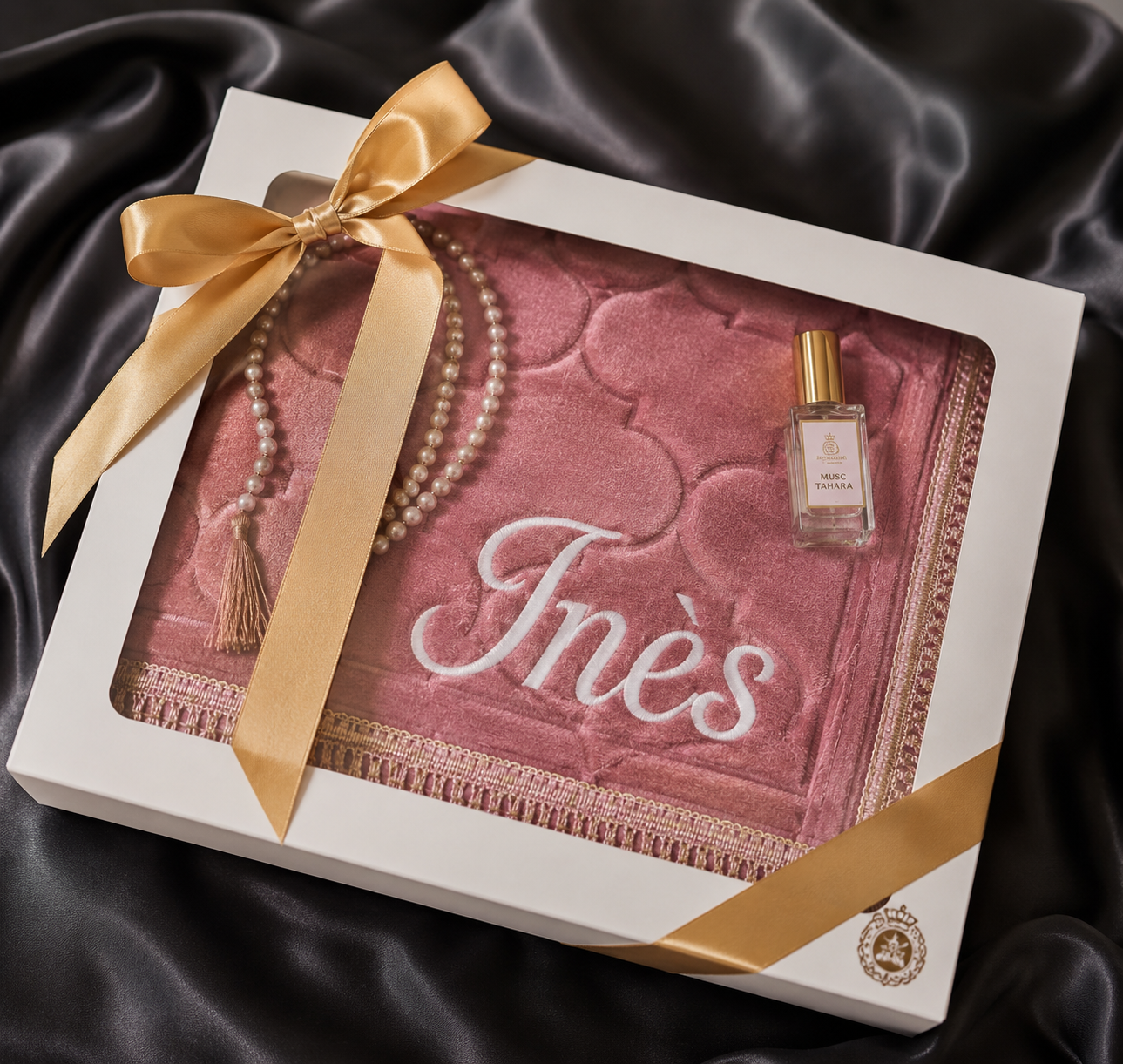 Coffret Tapis de Prière Personnalisé &amp; Musc – Cadeau Unique
