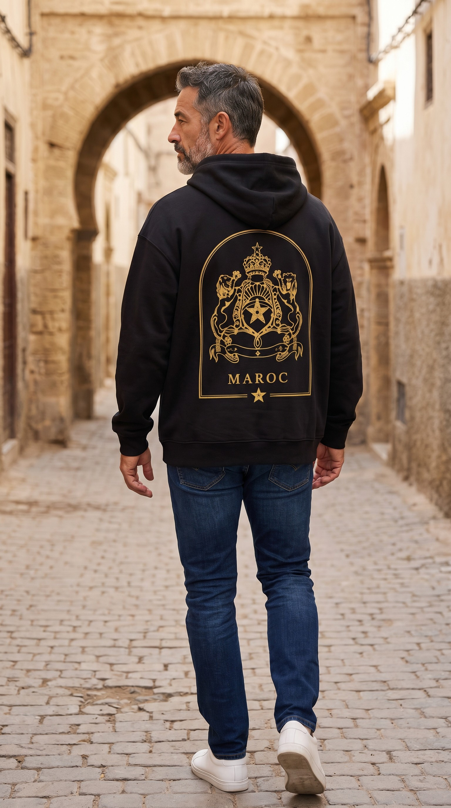 Pull à capuche Maroc Premium – Noir &amp; Doré 🇲🇦