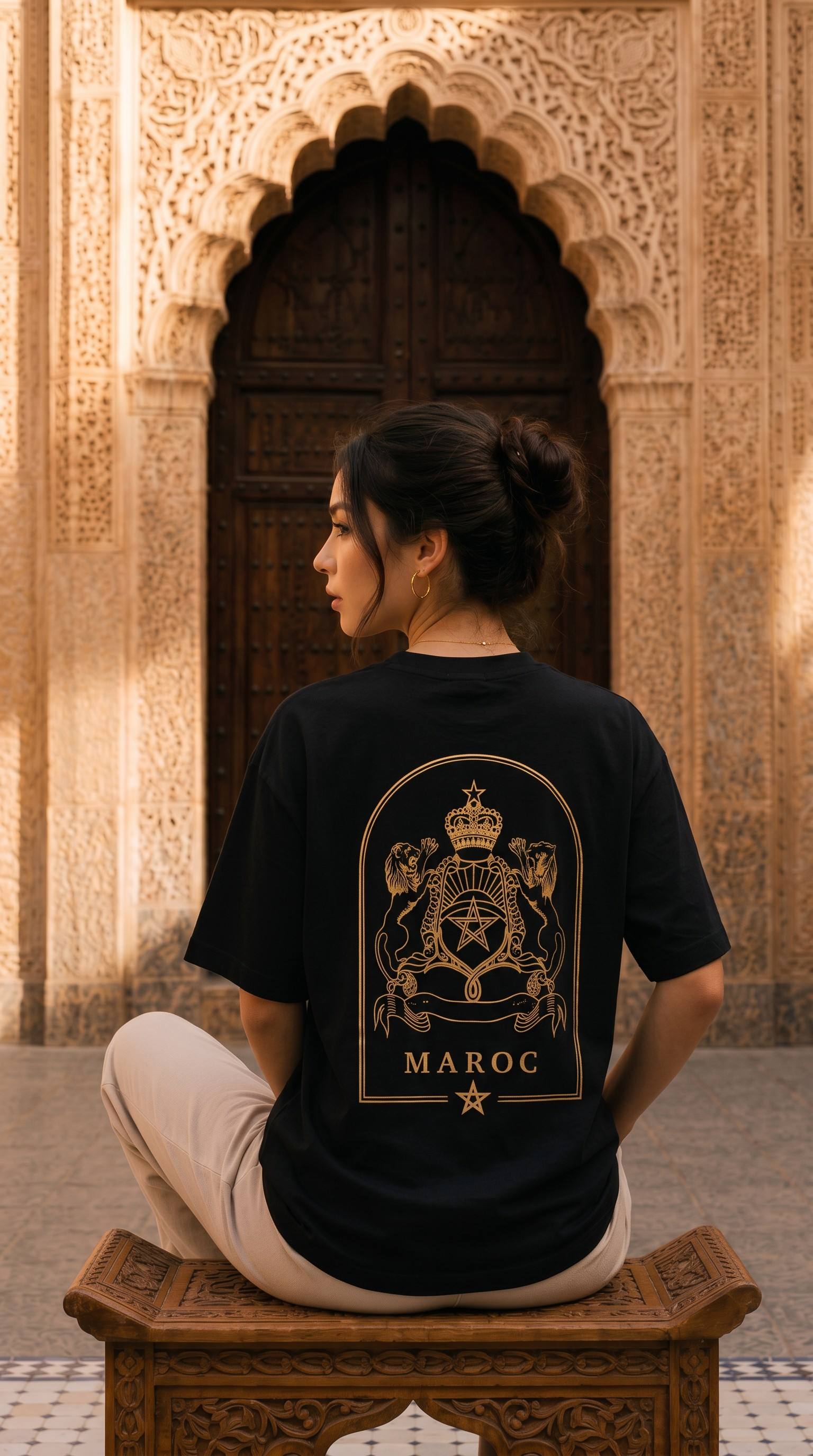 T-shirt Maroc Premium – Noir &amp; Doré 🇲🇦