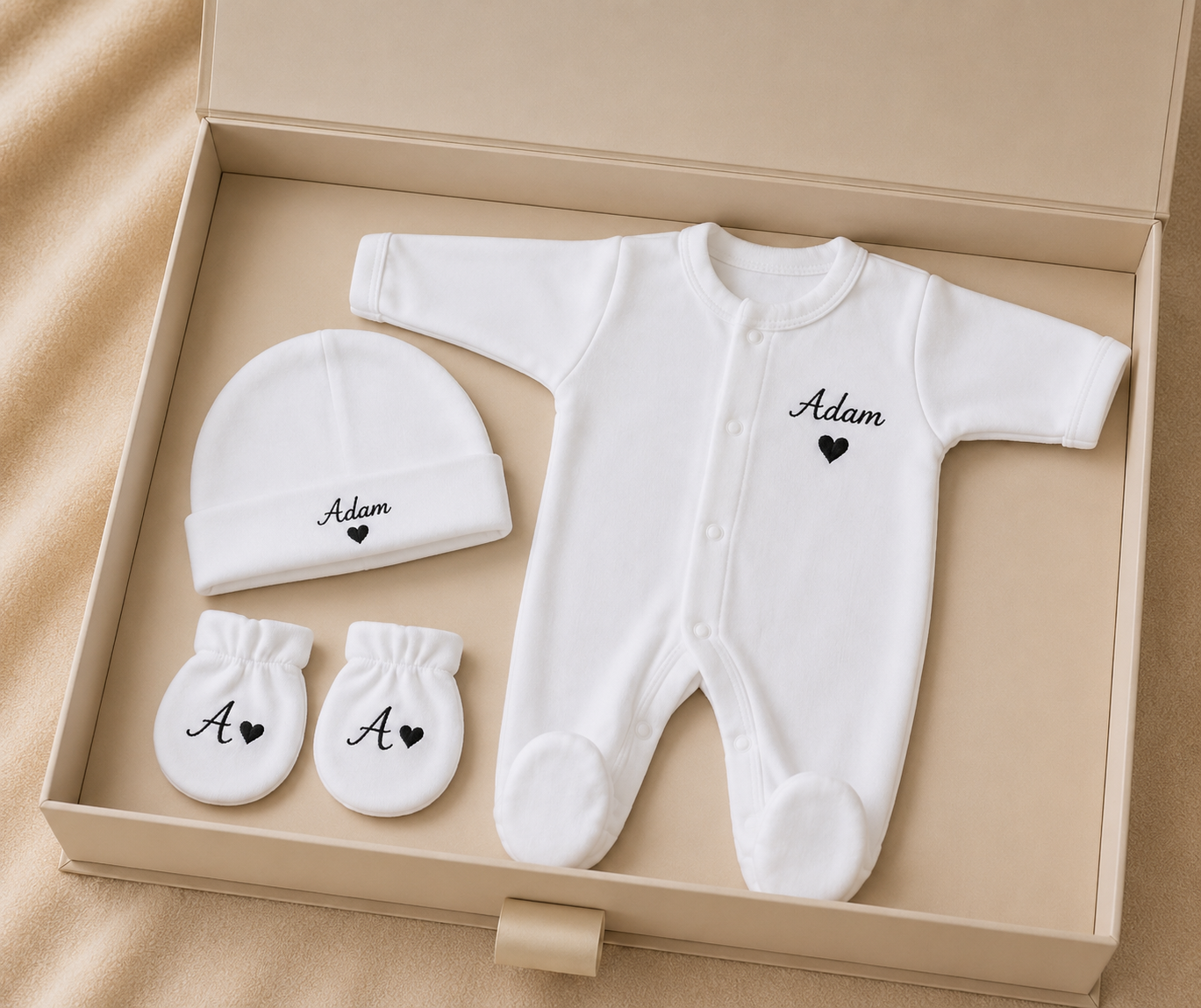 Coffret Naissance Bébé Personnalisé – Prénom &amp; Couleur au Choix