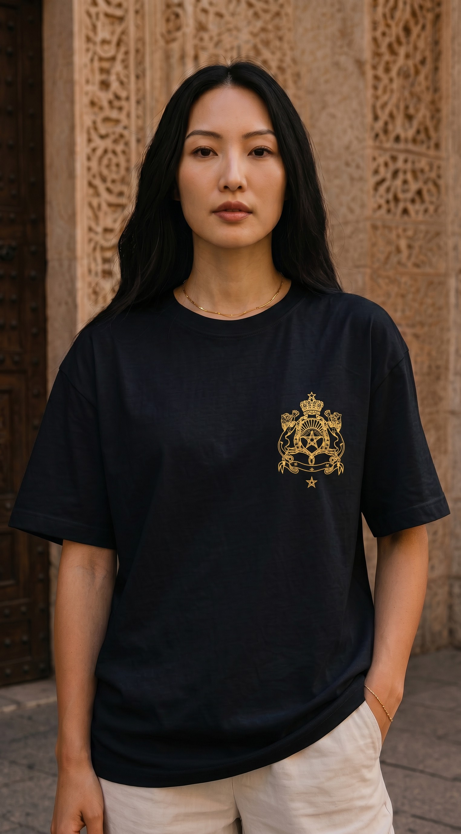T-shirt Maroc Premium – Noir &amp; Doré 🇲🇦