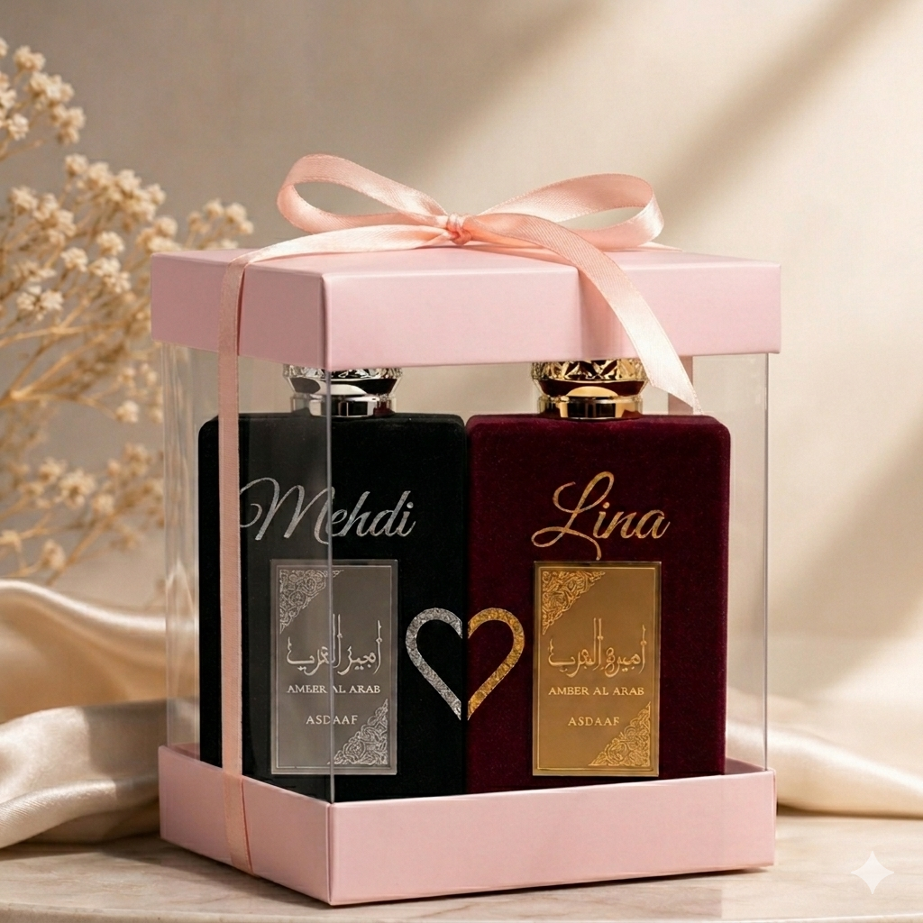 Coffret Parfum Couple Personnalisé – Lui &amp; Elle | Prénoms au choix